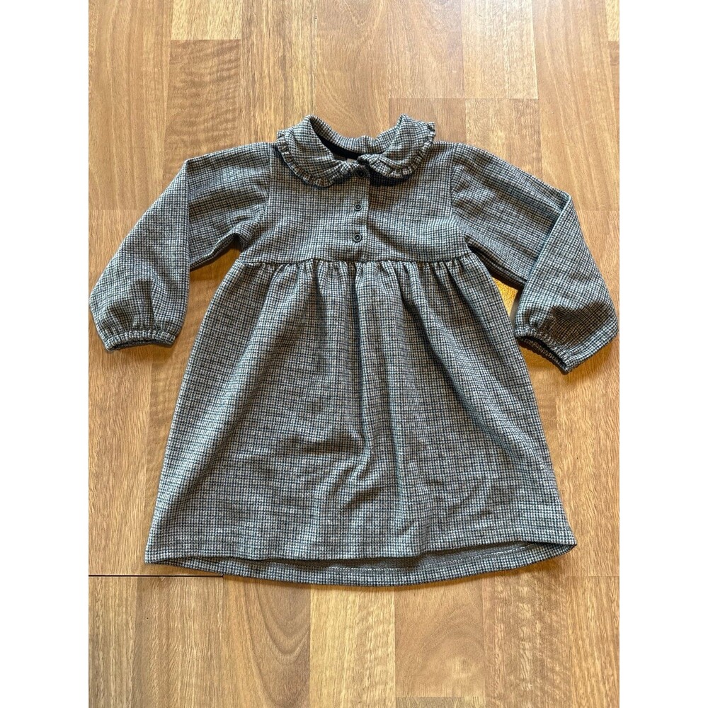 ZARA Girls Plaid houndstooth  peter pan  Collared  Dress